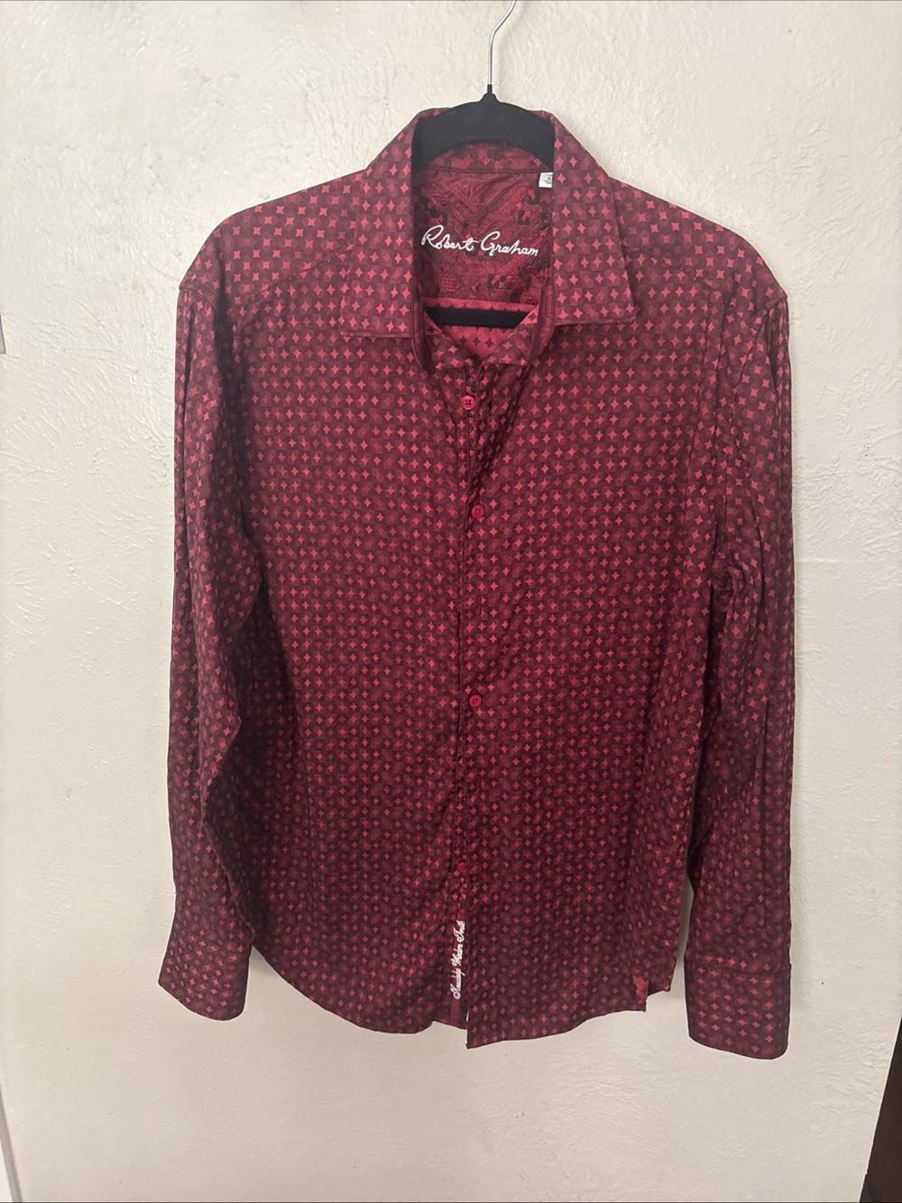Robert Graham Men's Burgundy Patterned Long-Sleeve Shirt